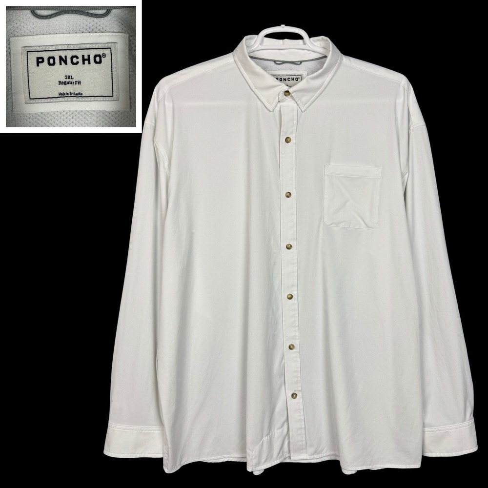 Poncho The Sheepshead Performance Shirt Regular Fit Mens 3XL White Minimalist